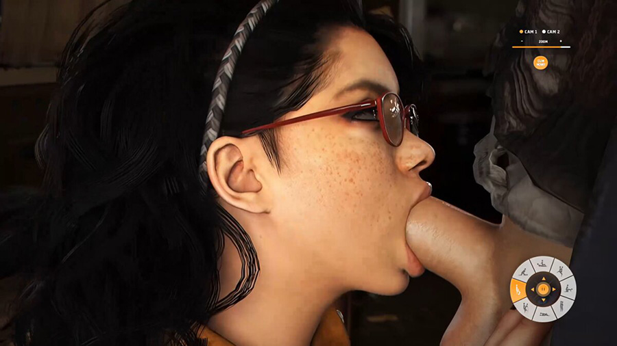 Ragazza che fa un pompino nel gioco per adulti Adult World 3D